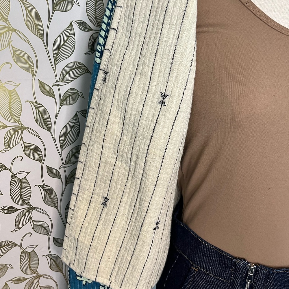 Quilted Cotton Reversible Leaf Pattern Women's Ja… - image 2